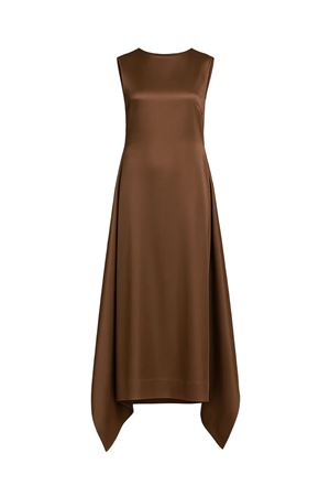 Abito lungo in organza di seta marrone ALBERTA FERRETTI | A044301190096